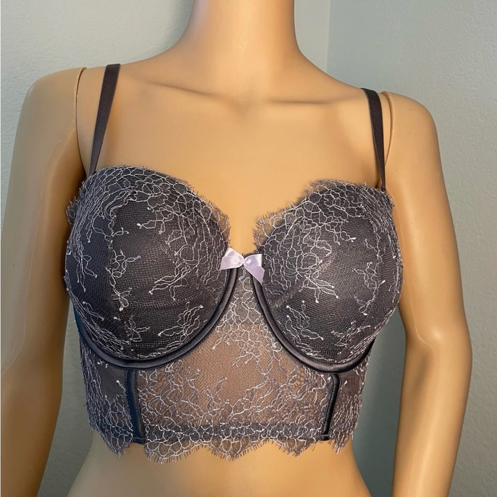 Lace Underwire Bustier in Gray